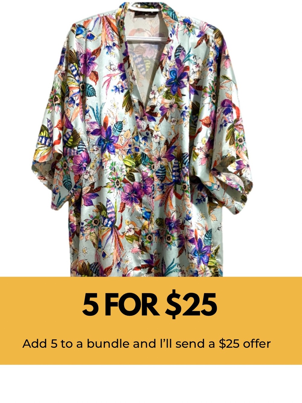 Floral Silky Robe with Multicolor Floral Print